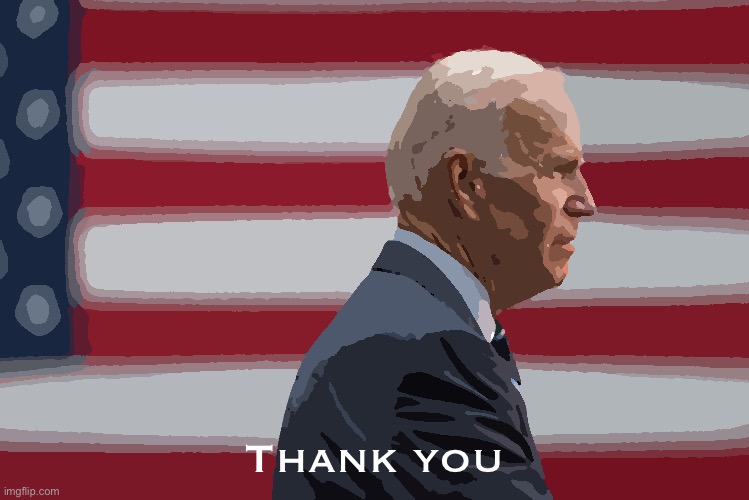 When you thank them. | Thank you | image tagged in joe biden flag,patriotic,joe biden | made w/ Imgflip meme maker