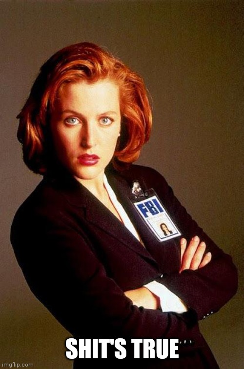 Scully | SHIT'S TRUE | image tagged in scully | made w/ Imgflip meme maker