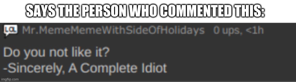 No Context. Just None. | SAYS THE PERSON WHO COMMENTED THIS: | image tagged in blank white template | made w/ Imgflip meme maker