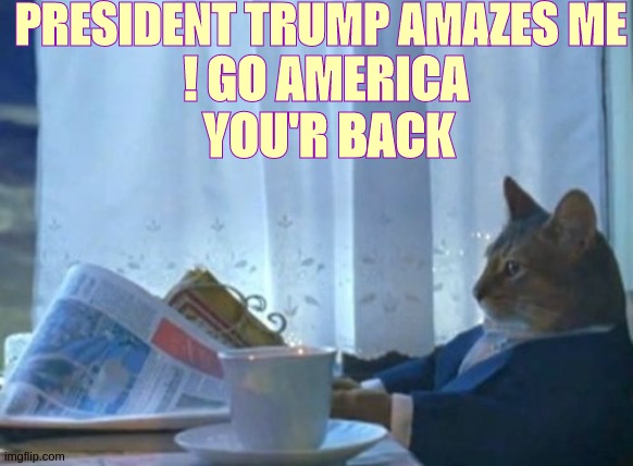 I Should Buy A Boat Cat | PRESIDENT TRUMP AMAZES ME; ! GO AMERICA; YOU'R BACK | image tagged in memes,i should buy a boat cat,parliament,london,england,uk | made w/ Imgflip meme maker