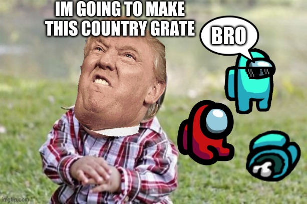 Evil Toddler Meme | IM GOING TO MAKE THIS COUNTRY GRATE; BRO | image tagged in memes,evil toddler | made w/ Imgflip meme maker