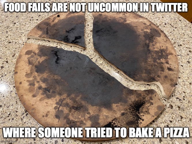 Pizza Fail | FOOD FAILS ARE NOT UNCOMMON IN TWITTER; WHERE SOMEONE TRIED TO BAKE A PIZZA | image tagged in food,fail,memes,twitter | made w/ Imgflip meme maker