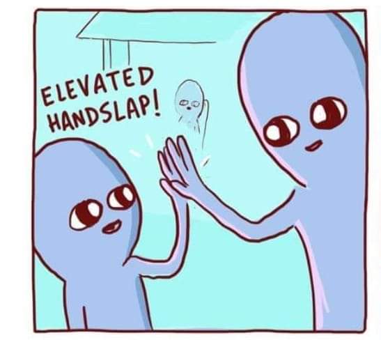 Strange Planet Elevated handslap Blank Meme Template