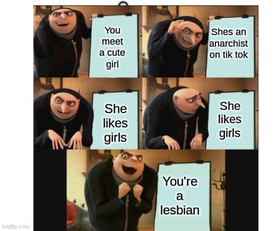 Man I'm just bored | image tagged in gru meme,lesbians,first meme,for boredom | made w/ Imgflip meme maker