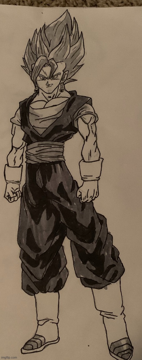 here's my vegito drawing, shading is just okay, i'm a bit new to drawing. | image tagged in drawings | made w/ Imgflip meme maker