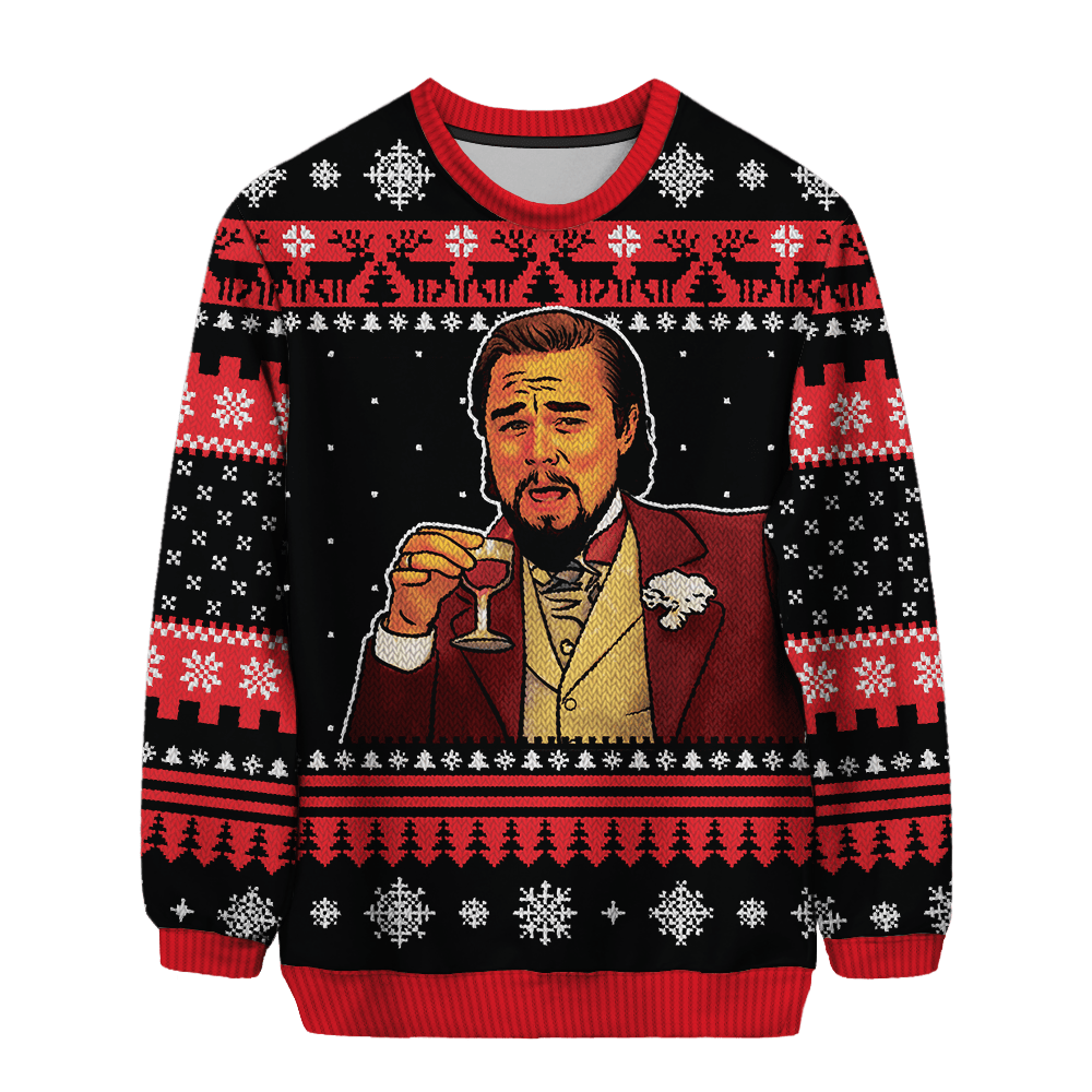Laughing Leo Christmas Sweater Blank Meme Template