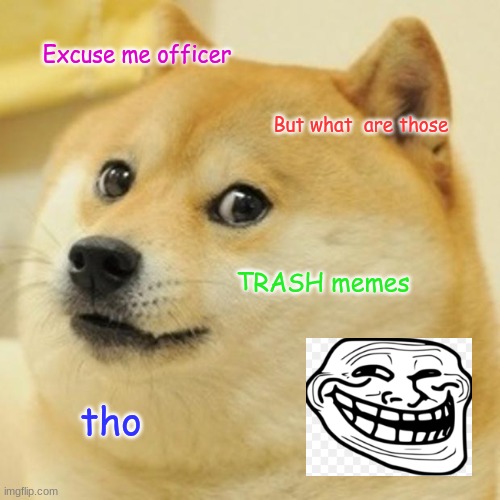 Doge | Excuse me officer; But what  are those; TRASH memes; tho | image tagged in memes,doge | made w/ Imgflip meme maker