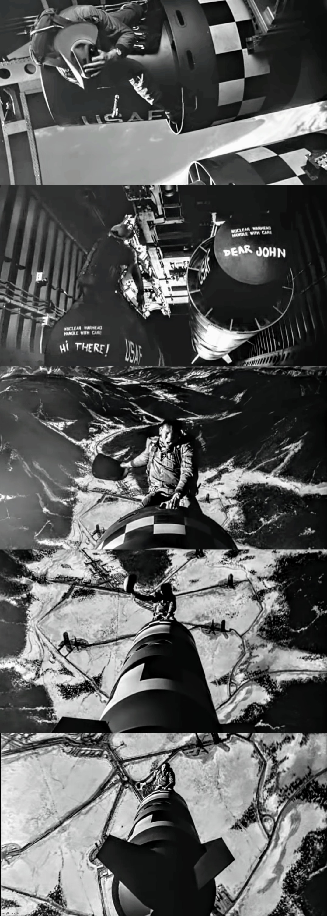 High Quality Dr. Strangelove Riding the bomb Blank Meme Template