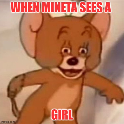 Polish Jerry | WHEN MINETA SEES A; GIRL | image tagged in polish jerry | made w/ Imgflip meme maker