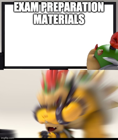 Bowser and Bowser Jr. NSFW | EXAM PREPARATION MATERIALS | image tagged in bowser and bowser jr nsfw | made w/ Imgflip meme maker