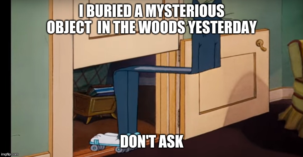 Really you don't want too know | I BURIED A MYSTERIOUS OBJECT  IN THE WOODS YESTERDAY; DON'T ASK | image tagged in dont ask | made w/ Imgflip meme maker
