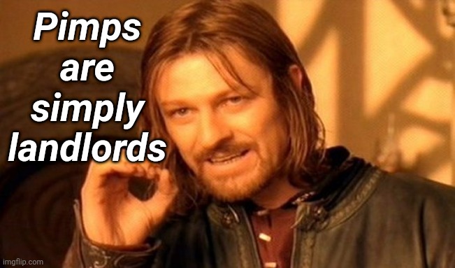 One Does Not Simply Meme | Pimps are simply landlords | image tagged in memes,one does not simply | made w/ Imgflip meme maker