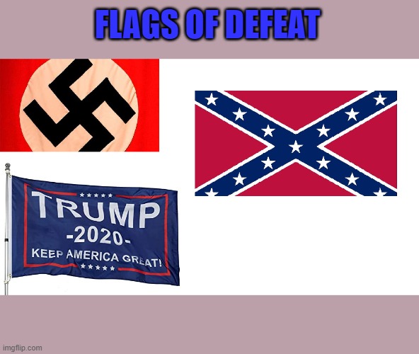 flags of defeat | FLAGS OF DEFEAT | image tagged in trump supporters,conservatives,maga,drumpf,donald trump,nevertrump | made w/ Imgflip meme maker