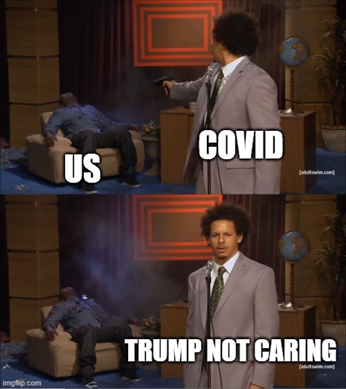 Who Killed Hannibal | COVID; US; TRUMP NOT CARING | image tagged in memes,who killed hannibal | made w/ Imgflip meme maker