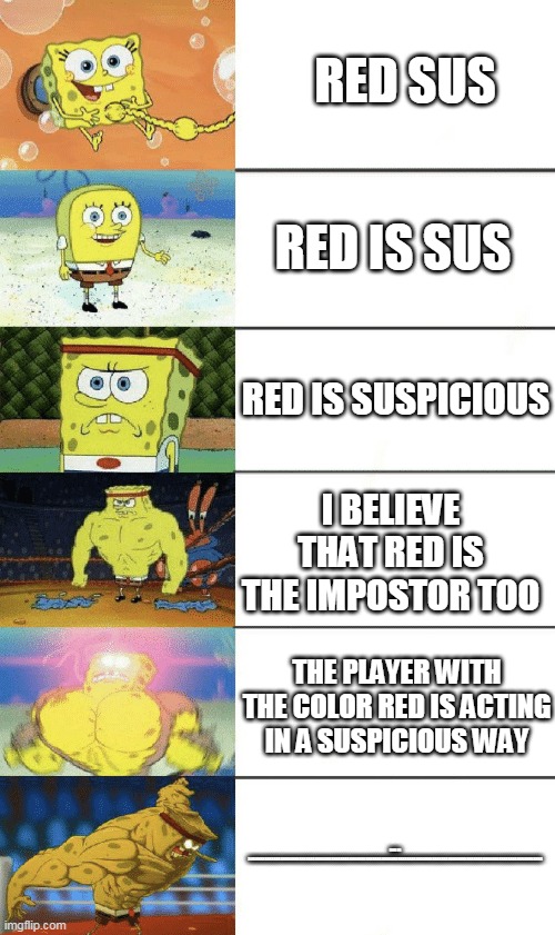 Red sus | RED SUS; RED IS SUS; RED IS SUSPICIOUS; I BELIEVE THAT RED IS THE IMPOSTOR TOO; THE PLAYER WITH THE COLOR RED IS ACTING IN A SUSPICIOUS WAY; RED IS SUSSSSSSSSSSSSSSSSSSSSSSSSSSSSSSSSSSSSSSSSSSSSSSSSSSSSSSSSSSSSSSSSSSSSSSSSSSSSSSSSSSSSSSSSSSSSSSSSSSSSSSSSSSSSSSSSSSSSSSSSSSSSSS | image tagged in spongebob strong | made w/ Imgflip meme maker