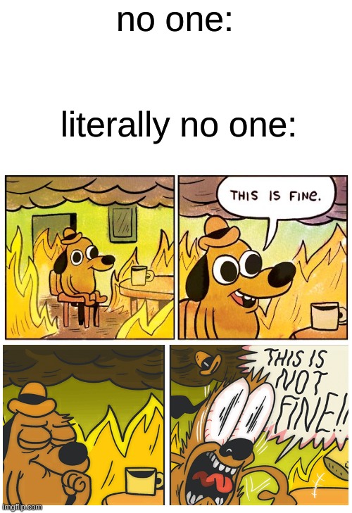 guys its time to stop hating on tiktok | no one:; literally no one: | image tagged in memes,this is fine | made w/ Imgflip meme maker