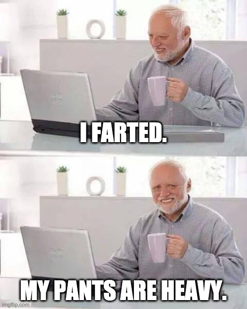 oof you made a turd harold | I FARTED. MY PANTS ARE HEAVY. | image tagged in memes,hide the pain harold | made w/ Imgflip meme maker