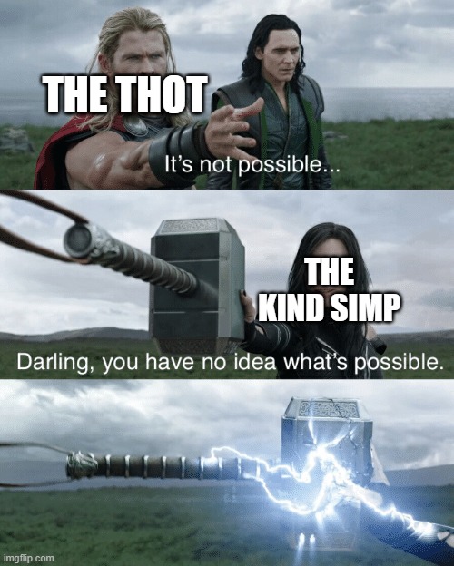 Darling, you have no idea what's possible | THE THOT THE KIND SIMP | image tagged in darling you have no idea what's possible | made w/ Imgflip meme maker
