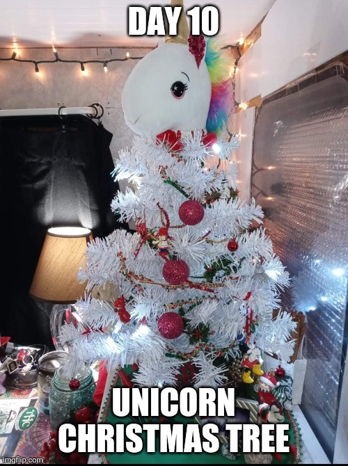 Day 10: Unicorn Christmas Tree | DAY 10; UNICORN CHRISTMAS TREE | image tagged in funny,memes,christmas,unicorns,christmas tree | made w/ Imgflip meme maker
