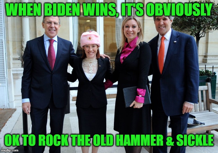 Jen Psaki, for Obama and current Biden aide | WHEN BIDEN WINS, IT'S OBVIOUSLY; OK TO ROCK THE OLD HAMMER & SICKLE | image tagged in jen psaki,hammer and sickle,communist socialist | made w/ Imgflip meme maker