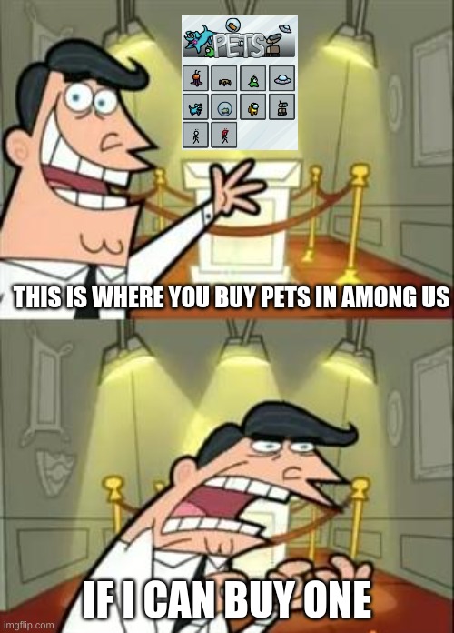 This Is Where I'd Put My Trophy If I Had One Meme | THIS IS WHERE YOU BUY PETS IN AMONG US; IF I CAN BUY ONE | image tagged in memes,this is where i'd put my trophy if i had one | made w/ Imgflip meme maker