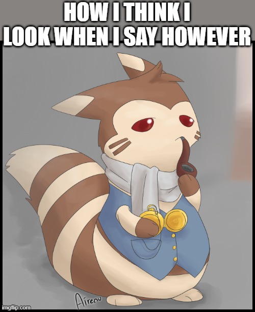 Fancy Furret | HOW I THINK I LOOK WHEN I SAY HOWEVER | image tagged in fancy furret,i'm 15 so don't try it,who reads these | made w/ Imgflip meme maker