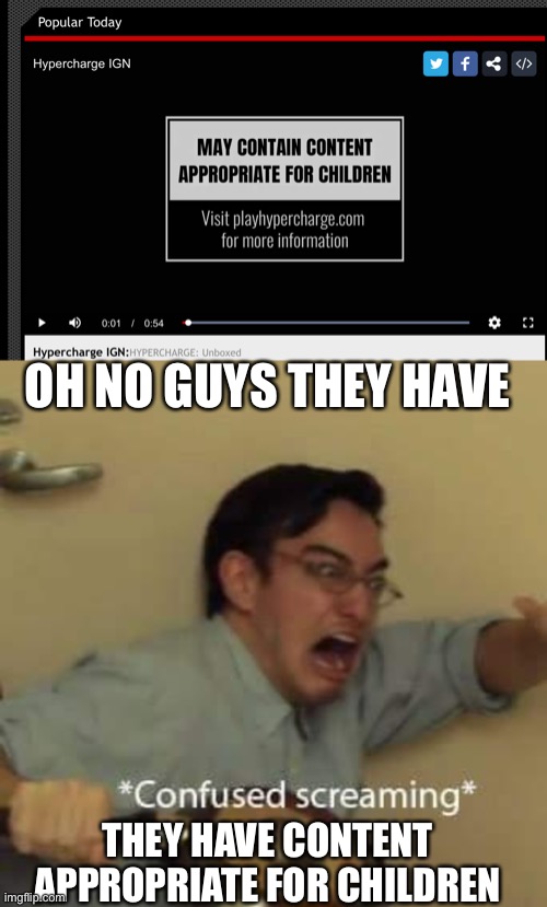 Crazy. | OH NO GUYS THEY HAVE; THEY HAVE CONTENT APPROPRIATE FOR CHILDREN | image tagged in filthy frank confused scream,funny memes | made w/ Imgflip meme maker