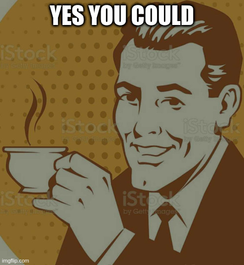 Mug Approval | YES YOU COULD | image tagged in mug approval | made w/ Imgflip meme maker