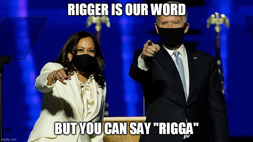 Rigga is our word but you can say Rigga | RIGGER IS OUR WORD; BUT YOU CAN SAY "RIGGA" | image tagged in election 2020,voter fraud | made w/ Imgflip meme maker