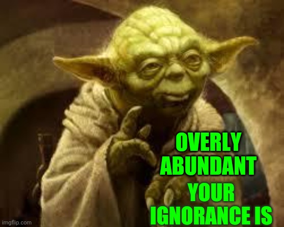 Overly | OVERLY ABUNDANT; YOUR IGNORANCE IS | image tagged in yoda,trump unfit unqualified dangerous,liar in chief,lock him up,memes,ignorance | made w/ Imgflip meme maker