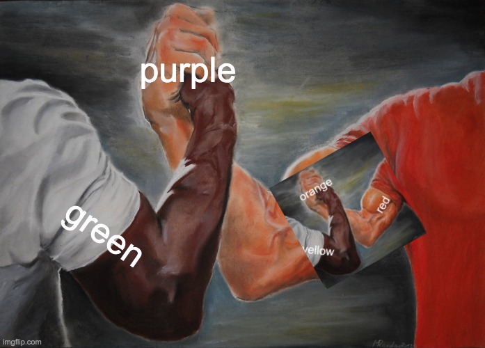 Epic Handshake | purple; green | image tagged in memes,epic handshake | made w/ Imgflip meme maker