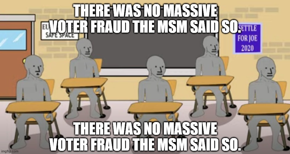 The Muppets are Stuck on the Same Lines and Looking Like Rats in a Pot With The Temperature Rising By The Day. | THERE WAS NO MASSIVE VOTER FRAUD THE MSM SAID SO. THERE WAS NO MASSIVE VOTER FRAUD THE MSM SAID SO. | image tagged in voter fraud,npcs united | made w/ Imgflip meme maker