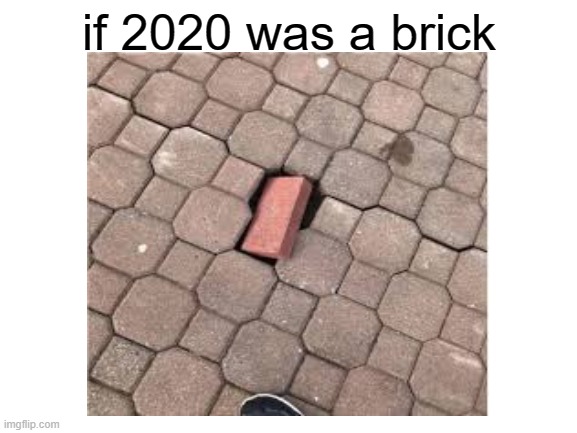 if 2020 was a brick | image tagged in 2020,memes,blank white template | made w/ Imgflip meme maker