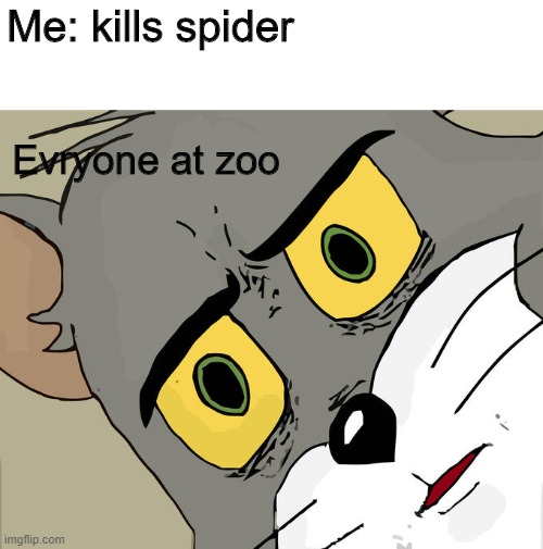 when you have arachnofoby and you are in zoo | Me: kills spider; Evryone at zoo | image tagged in memes,unsettled tom | made w/ Imgflip meme maker