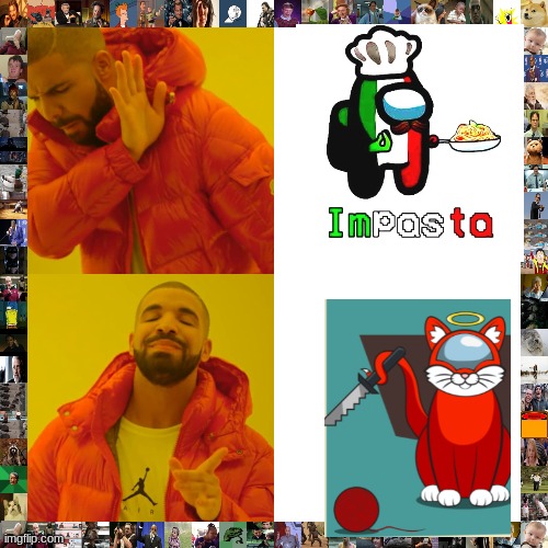 Red is the Impawster | image tagged in memes,drake hotline bling,impawster,smoketheskynightwing,stuff | made w/ Imgflip meme maker