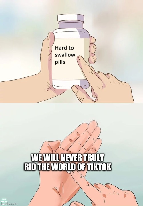 Sad but 99% True | WE WILL NEVER TRULY RID THE WORLD OF TIKTOK; TIKTOK, MORE LIKE THOT LOT | image tagged in memes,hard to swallow pills | made w/ Imgflip meme maker