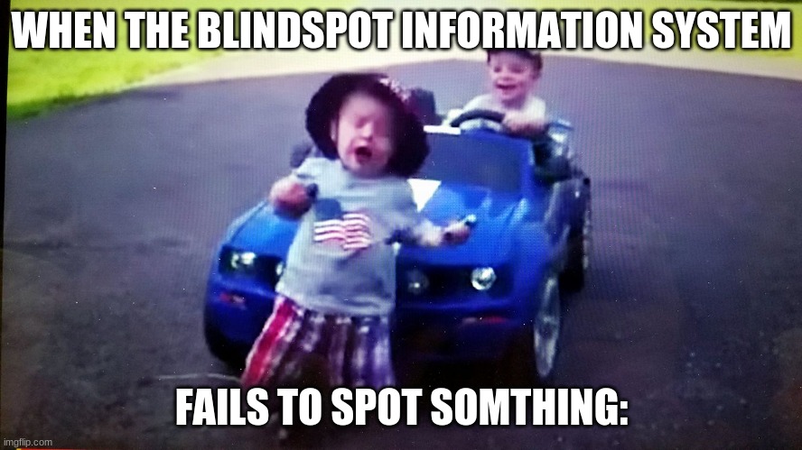 Ford Is Still The best Tho | WHEN THE BLINDSPOT INFORMATION SYSTEM; FAILS TO SPOT SOMETHING: | image tagged in ran over baby run over mustang curb kill | made w/ Imgflip meme maker