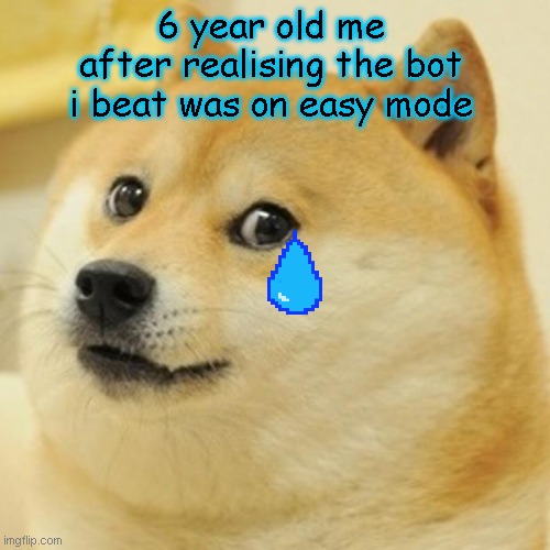 Doge Meme | 6 year old me after realising the bot i beat was on easy mode | image tagged in memes,doge | made w/ Imgflip meme maker