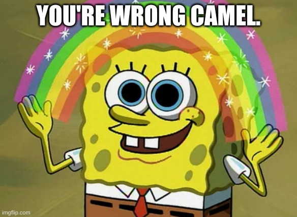 Imagination Spongebob Meme | YOU'RE WRONG CAMEL. | image tagged in memes,imagination spongebob | made w/ Imgflip meme maker