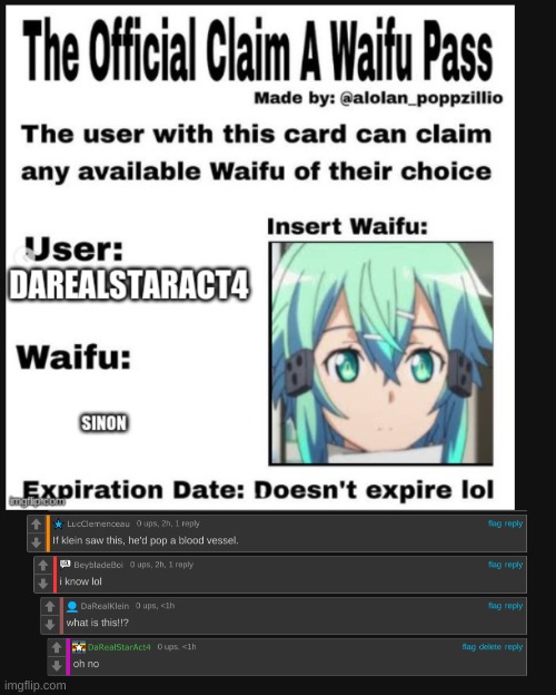 I am in trouble | image tagged in sword art online | made w/ Imgflip meme maker