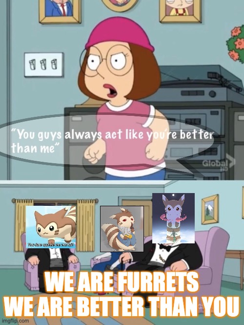 furrets are better than her | WE ARE FURRETS WE ARE BETTER THAN YOU | image tagged in you think your better than me | made w/ Imgflip meme maker