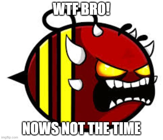 WTF BRO! NOWS NOT THE TIME | image tagged in gd | made w/ Imgflip meme maker