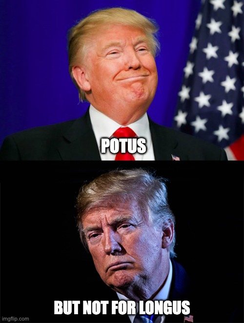 POTUS for only a little longus | POTUS; BUT NOT FOR LONGUS | image tagged in donald trump | made w/ Imgflip meme maker