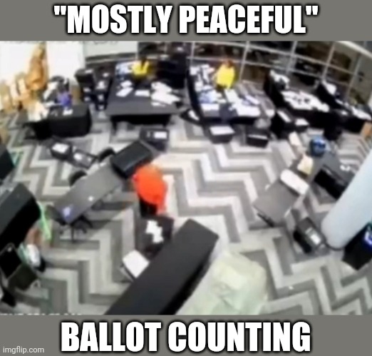 "MOSTLY PEACEFUL"; BALLOT COUNTING | image tagged in memes | made w/ Imgflip meme maker