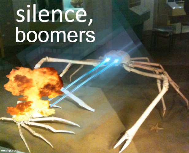 Silence Crab | boomers | image tagged in silence crab | made w/ Imgflip meme maker