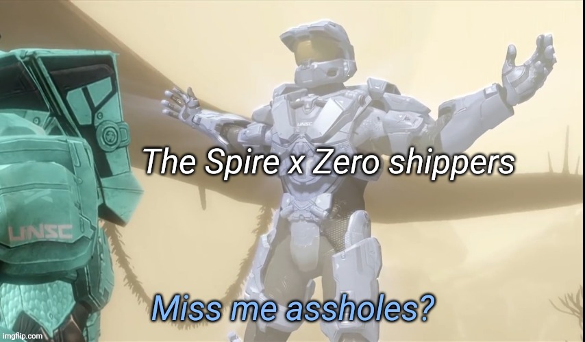 Miss me assholes | The Spire x Zero shippers | image tagged in miss me assholes | made w/ Imgflip meme maker