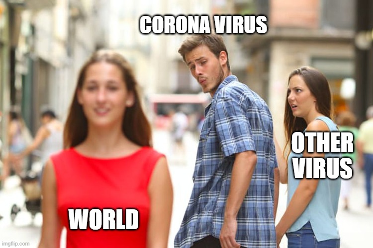 Distracted Boyfriend | CORONA VIRUS; OTHER VIRUS; WORLD | image tagged in memes,distracted boyfriend | made w/ Imgflip meme maker