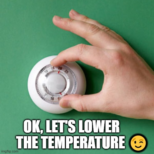 Let's Lower the temperature | OK, LET'S LOWER          THE TEMPERATURE 😉 | image tagged in lower temperature,too heated,online argument | made w/ Imgflip meme maker