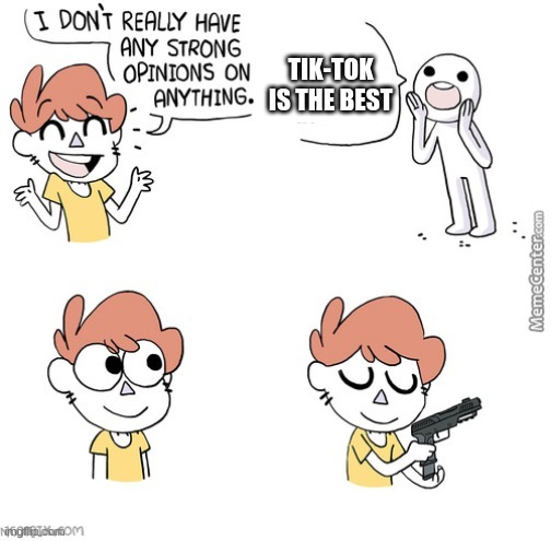 i dont really have any strong opinions | TIK-TOK IS THE BEST | image tagged in i dont really have any strong opinions | made w/ Imgflip meme maker