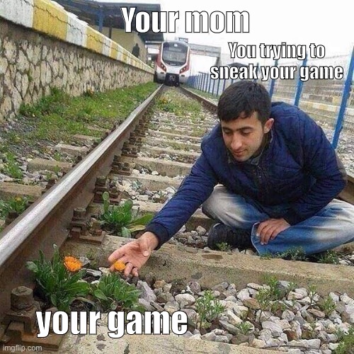 Flower Train Man | Your mom; You trying to sneak your game; your game | image tagged in flower train man | made w/ Imgflip meme maker